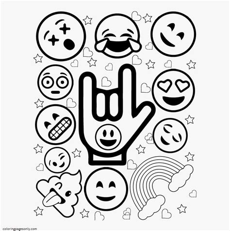 emoji coloring sheet|Emoji Coloring Pages 